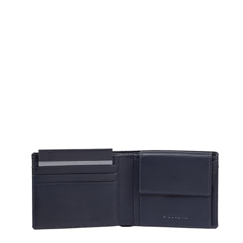 Portefeuille Homme avec Porte-Monnaie Cuir Bleu Piquadro idéal pour vos déplacements