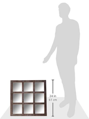 Stonebriar 23.5" x 23.5" Square Worn White 9 Window Pane Hanging Wall Mirror with Attached Mounting Brackets, Decorative Rustic Decor for the Living Room, Bedroom, Bathroom, Hallway, and Entryway - Image 6