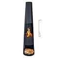 Sunnydaze 59" H Steel Outdoor Chiminea Fire Pit with Built-in Log Holder - Metal Fireplace with Chimney - Includes Poker