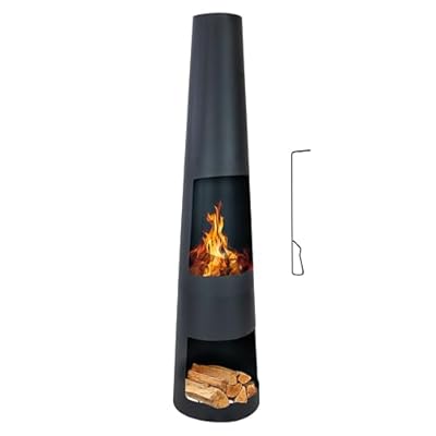 Sunnydaze 59" H Steel Outdoor Chiminea Fire Pit with Built-in Log Holder - Metal Fireplace with Chimney - Includes Poker