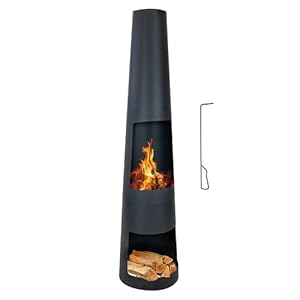 Sunnydaze 59 H Steel Outdoor Chiminea Fire Pit with Built in Log Holder Metal Fireplace with Chimney Includes Poker