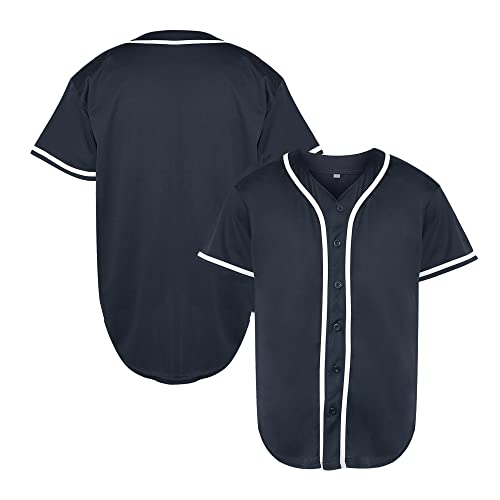 TKJPYWYH Blank Baseball Jersey Button Down Shirts,Men's Hip Hop Plain Short Sleeve Sports T Shirts S-3XL (#Navy, Small) TKJPYWYH Blank Baseball Jersey Button Down Shirts,Men's Hip Hop Plain Short Sleeve Sports T Shirts S-3XL (#Navy, Small)