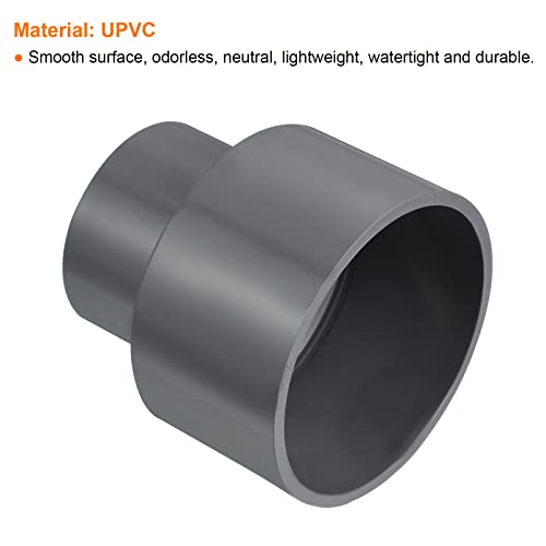 PATIKIL PVC Reducer Pipe Fitting 75x50mm, 3 Pack Straight Coupling Adapter Connector, Gray - Image 4
