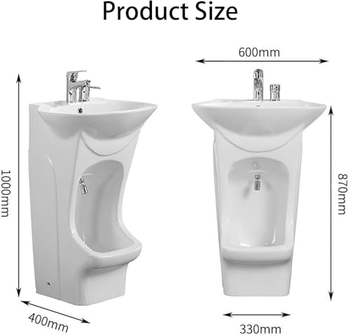 Lavabo de cerámica de doble etapa, grifo giratorio de 360 grados con zona de lavado de pies, fregadero vertical Wudu para rituales de baño, diseño de porcelana resistente, kit completo de accesorios