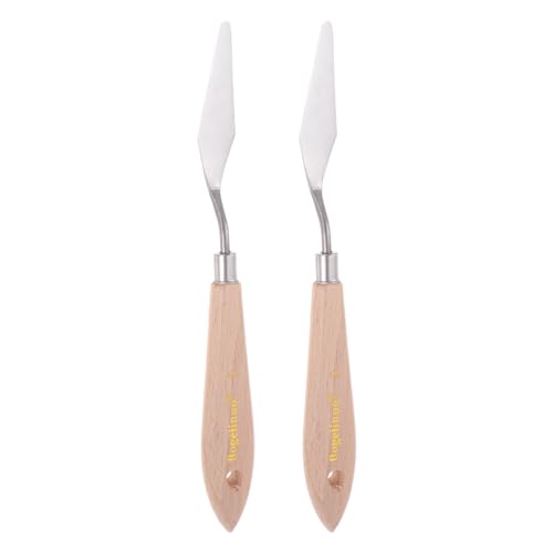 HARFINGTON 2pcs No.9 Painting Palette Knives Stainless Steel Pointy Spatula Pallet Knife with Beech Wood Handle for Oil Acrylic Paint Canvas Mixing Spreading