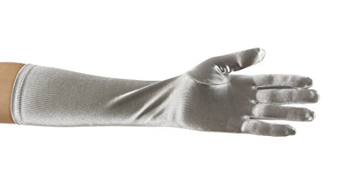 Greatlookz Shiny Satin Elbow Length Gloves for Girls (Silver, 0-3)2