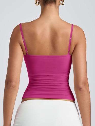Image of PINKMSTYLE Women's Basic Double Lined Scoop Neck Tank Tops Adjustable Cami Tank Summer Sleeveless Tops