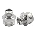 Fitvell Stainless Steel 1/2 to 3/8 Reducer Faucet Adapter Compression Hose Fitting 3/8 Male to 1/2 NPT Male Water Supply Line Adapter for RV Kitchen Plumbing Pipe Connector 2PCS