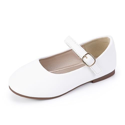 PANDANINJIA Girls Dress Shoes Flower Girl Ballet Pearl Flats Adela Wedding Party School for Toddler Little Kid