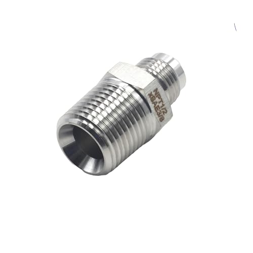 Image of HFS(R)4PCS, 1 /2 inch NPT Male to 3 /8 inch SAE Male Flare Tubing Adapter Hose Connector Pipe Fittings 304 Stainless Steel