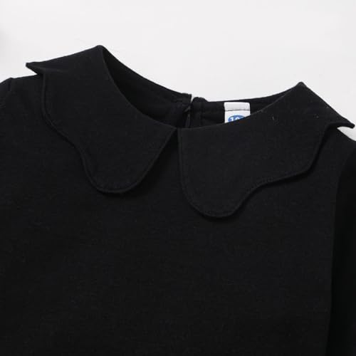 Image of 12M-14Y Toddler Baby Girls Peter Pan Collar Blouse Kids Girl Solid Color Puff Sleeve T-Shirts Casual Tee Tops