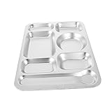 MAGICLULU Edelstahl Geteiltes Serviertablett Lebensmittelechter Speiseteller Praktischer Küchenlieferant Vielseitig für Camping Schule Restaurant Frischhaltend und Wiederverwendbar