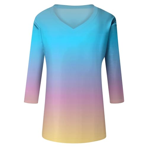 HTHLVMD Womens 3/4 Length Sleeve Tunic Tops Summer Fall Outfits 2025 Three Quarter Sleeve Casual V Neck T Shirts for Women