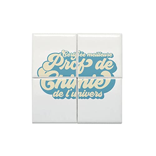 Carreaux céramique prof de chimie lot de 4 pièces quadriptyque 40x40cm