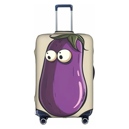 Cartoon Eggplant Print Suitcase Protector Dust-Proof Case Men Women Travel Fits 18-32 Inch Luggage