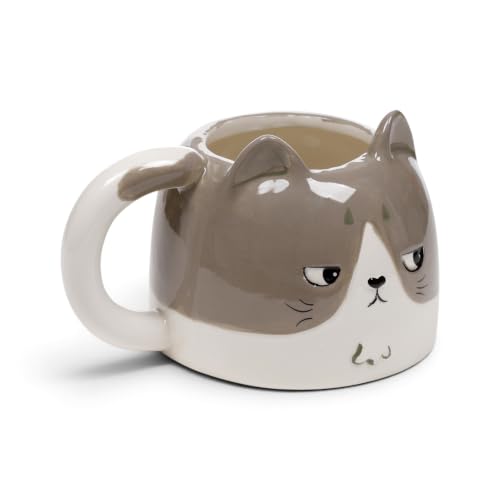 Puckator Beans & Co – Tasse en céramique en forme de chat Gatsby le chat – Accessoires amusants pour la maison – Cadeaux mignons pour petite amie – Grandes tasses pour hommes et femmes – Cadeaux