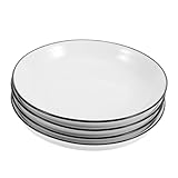 Veemoon 4 Stück Geschirr Aus Keramik Oval Platten Nachtisch Rand Abendessen Rechteckig Runden China Lippen Porzellan Klein Runder Speiseteller Emaillierte Teller Weiß