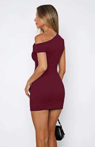 Image of YOXUA Women's Sexy Going Out Mini Bodycon Dress Off Shoulder Sleeveless Cocktail Party Club Short Dresses