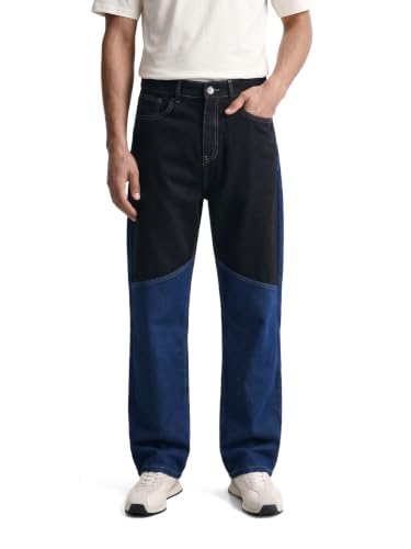 Image of The Indian Garage Co Men Baggy Cut & Sew Mid-Rise Stretchable Jeans