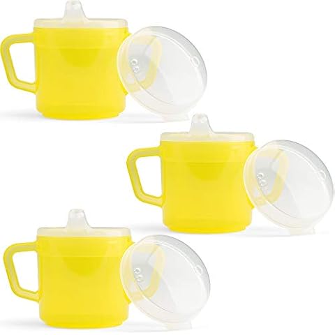 Providence Spillproof Compact 8oz Adult Sippy Cup with 2 Handles - Sip Cups for Adults for Limited Mobility - Handicapped Accessories - Handicap Cups for Elderly Care - Made in the USA - Yellow - 3 Cover