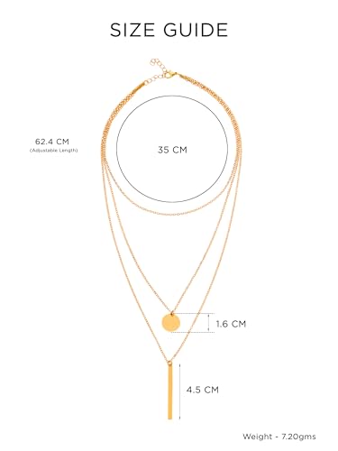 Image of Yellow Chimes Multi Layered Choker Necklace for Women | Fashion Gold Plated Chain Necklace | Multilayered Chain Necklace for Women | Western Necklace for Girls Birthday Anniversary Gift for Women Wife