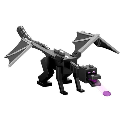 Mattel Minecraft Drachenatem Enderdrache-Actionfigur mit 10 Scheiben riesiges Spielzeug mit ca. 55 cm Länge und ca. 51 cm Flügelspannweite mit beweglichen Flügeln und Starter JKC13