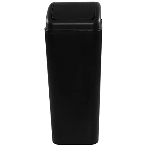 Zerdyne Plastic Trash Bin with Lid, 1 Pack Slim Trash Can, 3.5 Gallon, Black Cover