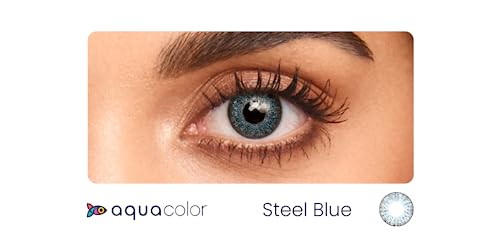 Image of AQUALENS CONTACT LENSES Aquacolor Daily Disposable Colored Lenses With 0 Power - Steel Blue - (10 Lens /Box)