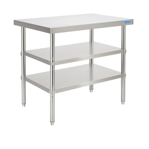 KUARBARR Stainless Steel Table Commercial Stainless Steel Prep Table 18 x 30 Inch, NSF Metal Commercial SS Kitchen Prep Worktable for Restaurant Kitchen Garage Warehouse