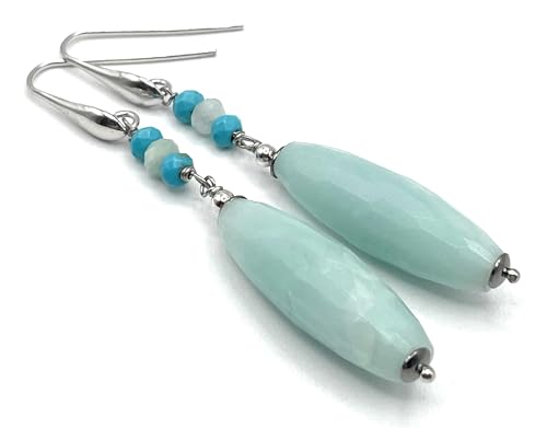 Boucles d'oreilles amazonite et jade argent 925 le cadeau idéal pour femme
