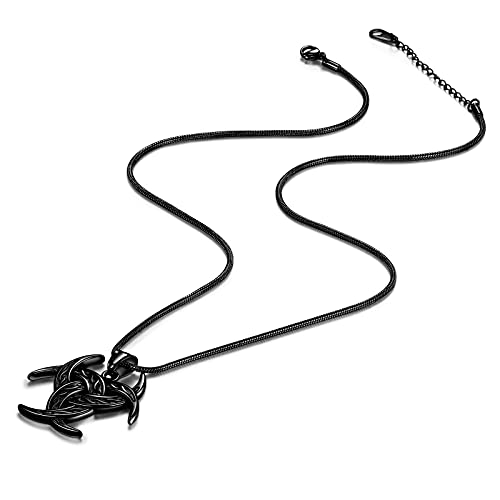 Celtic Knot Necklace Viking Pendant - Celtic Norse Triple Odin Horns Crescent Moon of Oden Horn Necklace Mens 316L Stainless Steel Triskelion Amulet Pewter Tribal Protection Viking Triskele Jewelry4