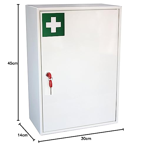 Medical Cabinet - First Aid Storage (Medium Size, 14 D x 30 W x 45 H cm) White ‎