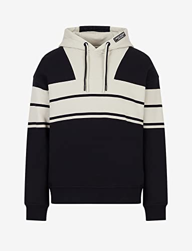 Armani Exchange Men's Cotton French Terry Neutral Linear Block Hooded Sweatshirt4