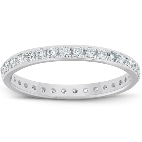 P3 POMPEII3 1/2ct Lab Grown Created Diamond Wedding Ring Womens Eternity Band 10k White Gold (G/H,VS)