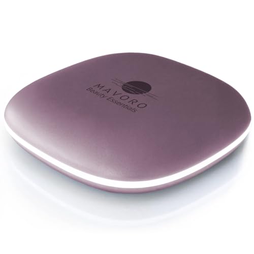 Mavoro Miroir Maquillage de Voyage LED Éclairé | Grossissement 1x/10x | Rechargeable USB-C | Miroir Compact Portable pour Poche & Sac avec Capteur Tactile...