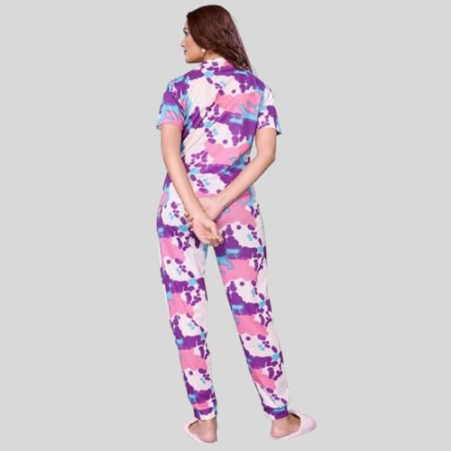 Image of VJ Fashion Women's Cotton Lycra Tie-Dye Payjama Set|Co-ord set|Night Suit Set |Night Dress |Lounge Wear|Full Pair Set for Women Night Dress
