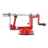 Apple Peeler, Stainless Steel Apple Corer Slicer Peeler, Durable Heavy Duty Die Cast Magnesium Alloy Apple Peeler Slicer Corer with Suction Base, Red