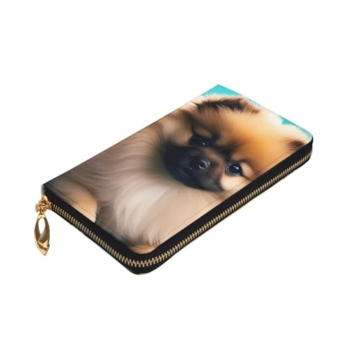 Pomeranians Puppies and Point Prints Leather Long Clutch Wallet for Fashionable Girls and Women - Durable, Stylish, and Functional, Black, One Size3