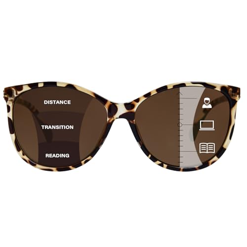 YUKANG Progressive Multifocal Sunglasses for Women Men, Multifocus Sun Readers Outdoor Reading Sunglasses Women's with UV400 Tortoise 2.5