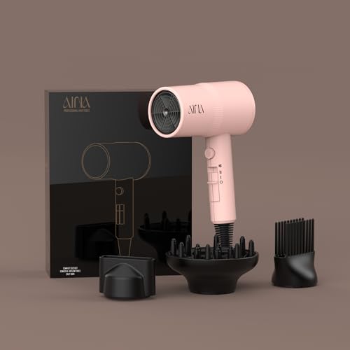 Image of AINA Hair Dryer with Diffuser,Comb Full-Featured Blow Dryer 110V(Pink) | 3 Heat /2 Speed;Cold shut button;Lightweight;Compact Size;High Temp;Low Airflow;Same Results;Less Expense