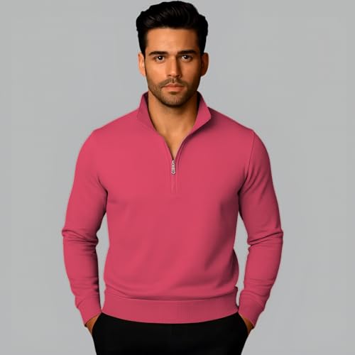 Image of Mack Jonney Men's Fleece Half-Zip High Neck Sweatshirt | Warm & Stylish Winter Wear -M4380
