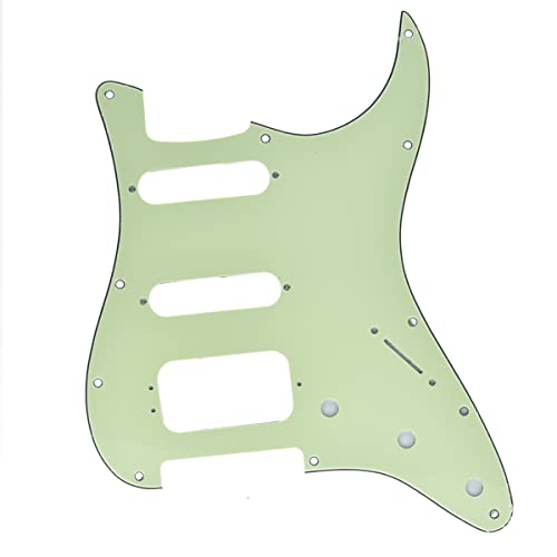 Image of Dopro 11-Hole Strat HSS Guitar Pickguard 3-Screw Humbucking Pickup Mount Fits American Fender Stratocaster Mint Green