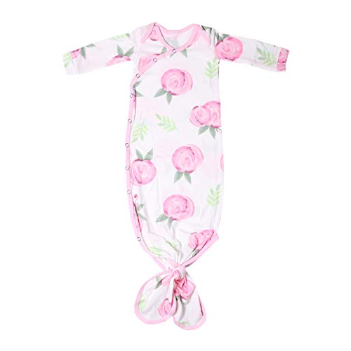 Image of Copper Pearl Baby Gown - Knotted Newborn Sleepers for Baby Boy and Girl, Soft Stretchy Long Sleeve Infant Gowns with Bottom Tie and Hand Mittens, Perfect Hospital Coming Home Outfit (Grace)