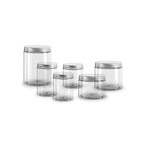 MAQA 6 uds Envases de plástico con tapa de 250 a 1000 ml, tarros herméticos para alimentos, tarros de aluminio con tapa de rosca 1000 ML