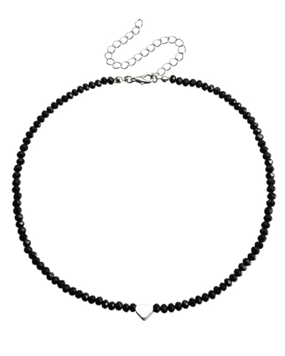 WUNZILO 1 pcs Collier Ras Du Cou En Perles D'onyx Noir Collier Chaîne En Perles De Cristal Collier Coeur En Nacre Collier Collier En Perles De Spinelle...