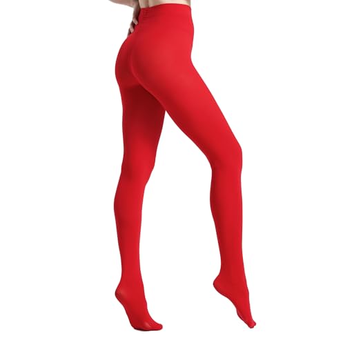 Image of MATHACINO Women's 80D Solid Color Soft Semi Opaque Pantyhose Colored Tights High Waist Womens Tights