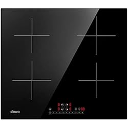 Placa Induccion 7200W CIARRA CBBIH4B Placa Inducción Integrada 4 Fuegos 7200W Función Boost de Control de Táctil Inducción Vitrocerámica 9 Niveles de Potencia Funciones de Seguridad Negro