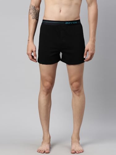 Image of JOVEN Men Black and Wine Solid Pure Cotton Boxers