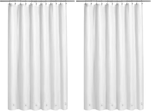 Image of Barossa Design White Shower Curtain Liner with 6 Magnets - Waterproof PEVA Shower Liner for Bath Tub, 72 inch x 72 inch Standard Size, PVC Free & Metal Grommets - White, 72x72 (Pack of 2)