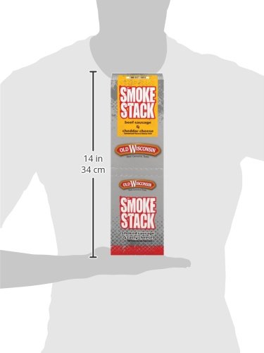 Old Wisconsin Smoke Stack Beef Sausage & Cheddar Cheese, 2.5 Ounce Sticks (Pack of 18)